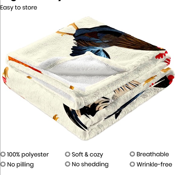 Chicken Printed Blanket Soft Fuzzy Flannel Plush Throw - Picture 3 of 3